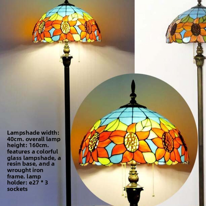 Vintage Stained Glass Floor Lamp