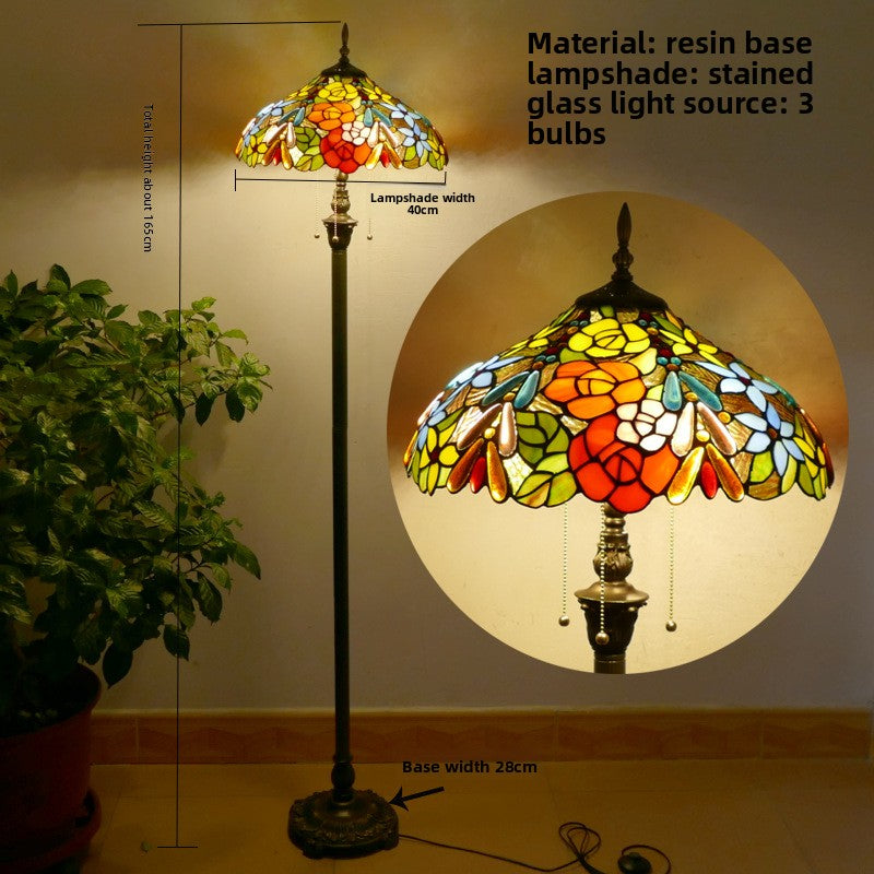 Vintage Stained Glass Floor Lamp