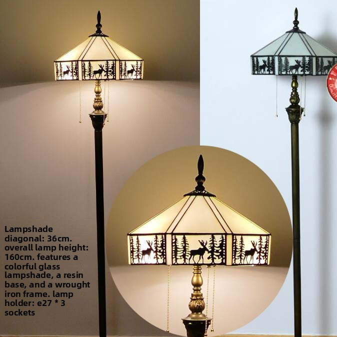 Vintage Stained Glass Floor Lamp