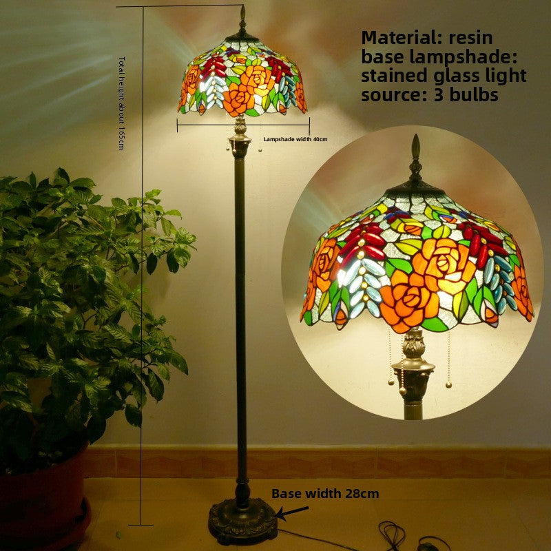 Vintage Stained Glass Floor Lamp