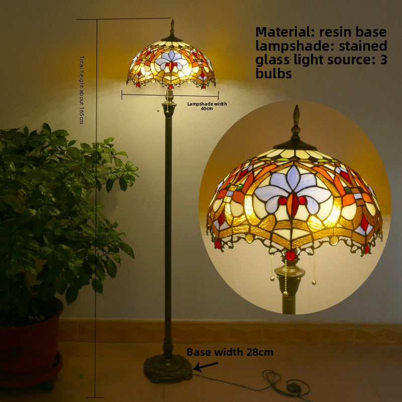 Vintage Stained Glass Floor Lamp