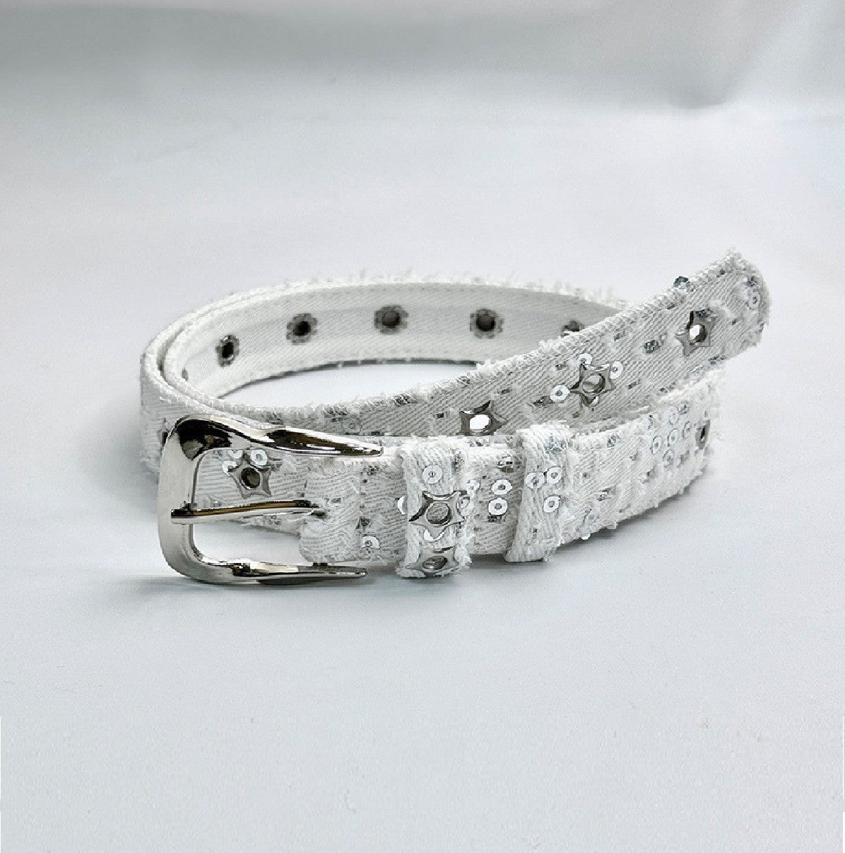 Vintage Star Studded Denim Leather Belt