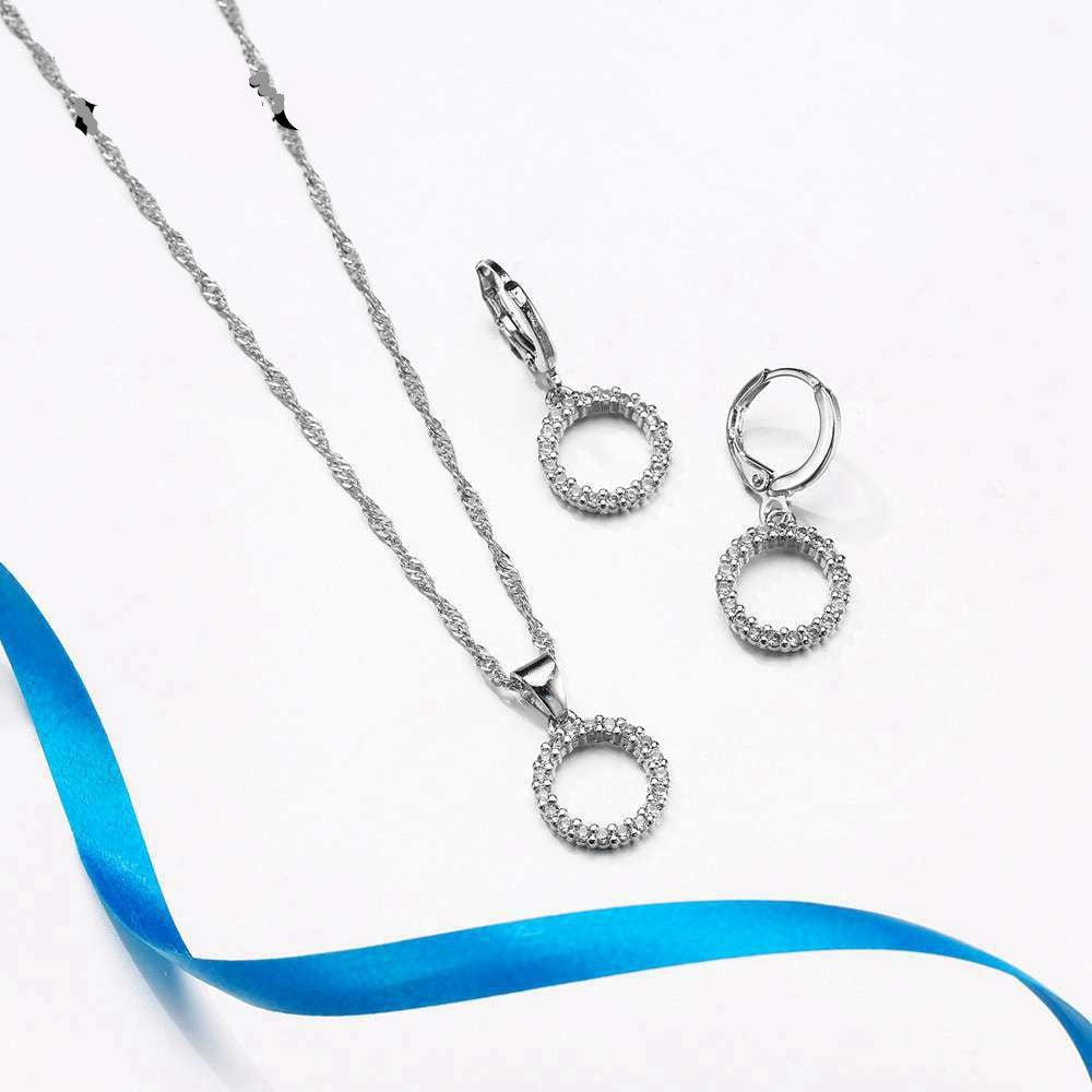 Vintage Sterling Silver Cubic Zirconia Necklace and Earrings Set