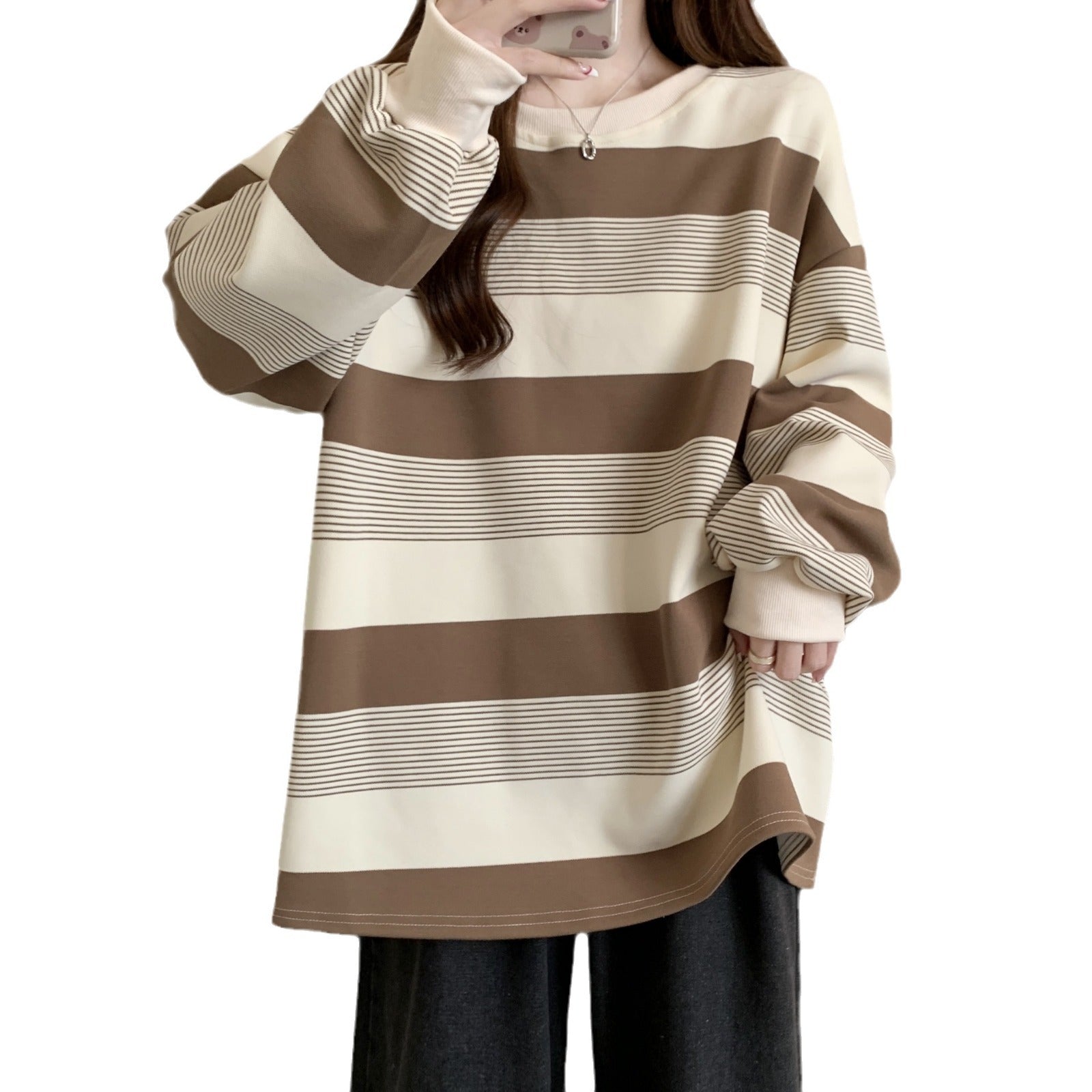 Vintage Striped Loose Women's Sweatshirt