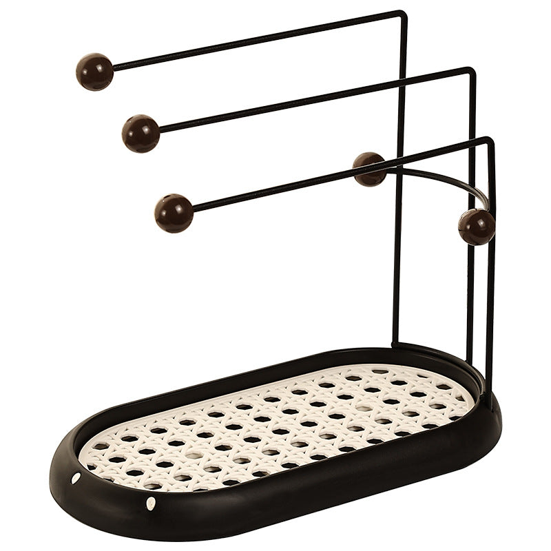 Vintage-Style Kitchen Cloth Rack Countertop Sink Dishwashing Sponge Draining Rack Multifunctional Storage Rack Towel Organizer