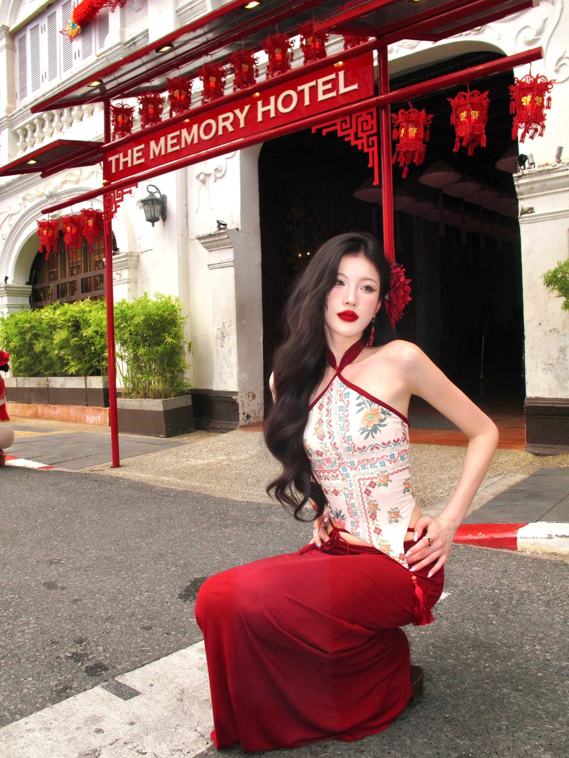 Vintage Tassel Cheongsam Collar Two-Piece