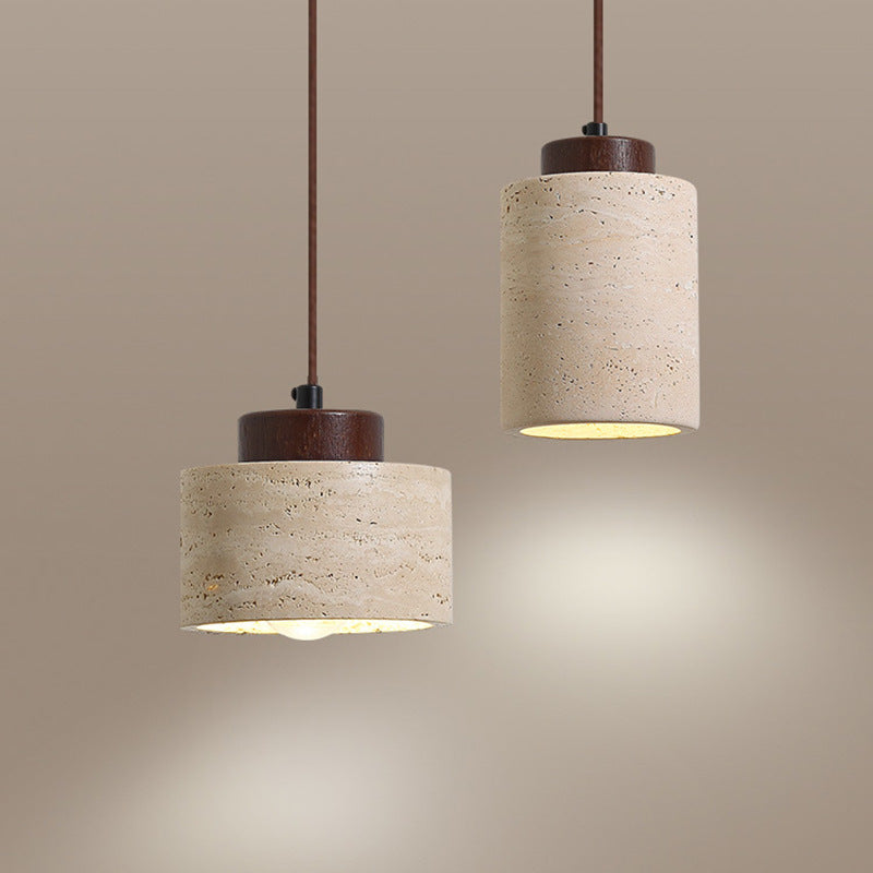 Vintage Travertine Pendant Lamp with LED Light