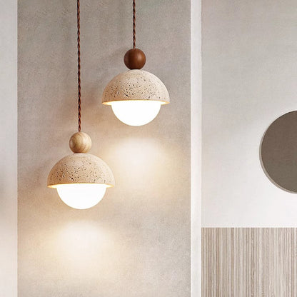 Vintage Travertine Pendant Lamp with LED Light