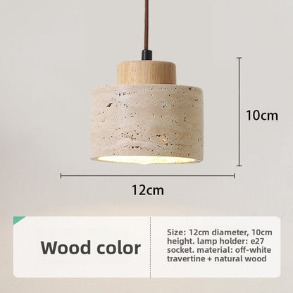 Vintage Travertine Pendant Lamp with LED Light