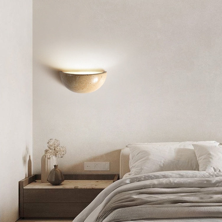 Vintage Travertine Semi Circle Wall Lamp