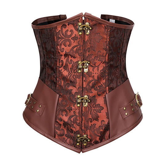 Vintage waist-cinching short steel-buckled corset