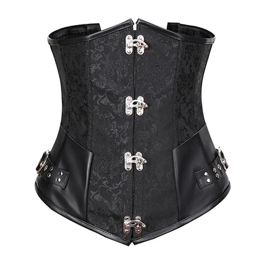 Vintage waist-cinching short steel-buckled corset