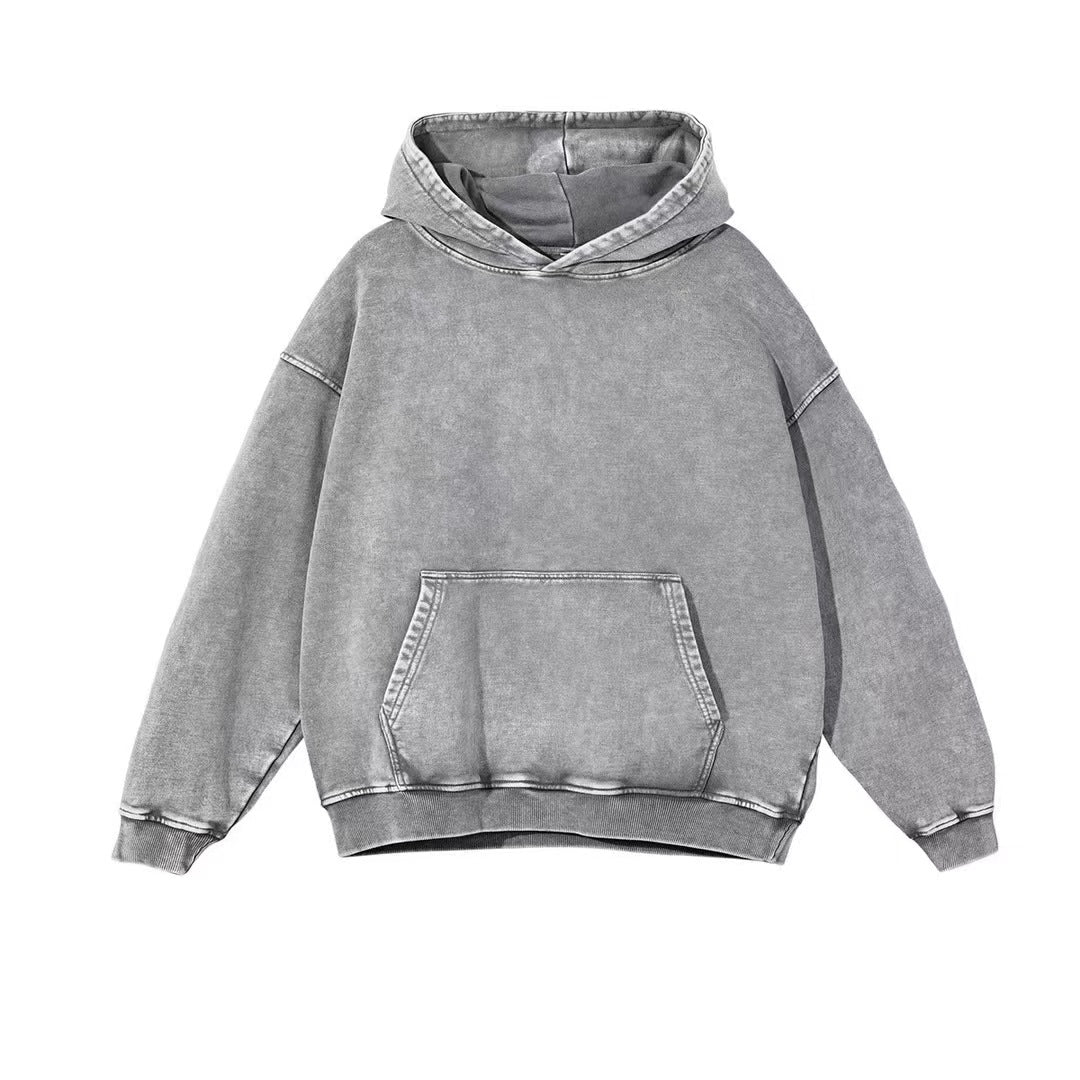 Vintage Wash Hip Hop Pullover Hooded Sweater