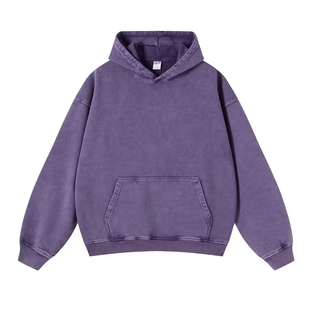 Vintage Wash Hip Hop Pullover Hooded Sweater