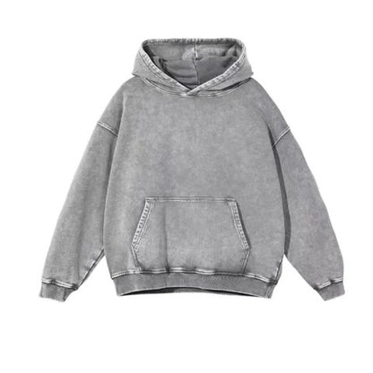 Vintage Wash Hip Hop Pullover Hooded Sweater