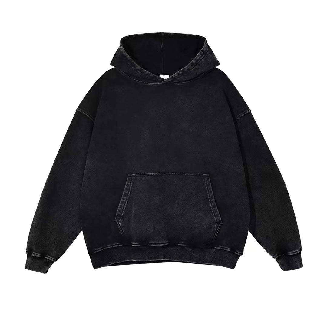 Vintage Wash Hip Hop Pullover Hooded Sweater