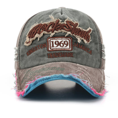 Vintage Washed Baseball Cap with Letter Embroidery