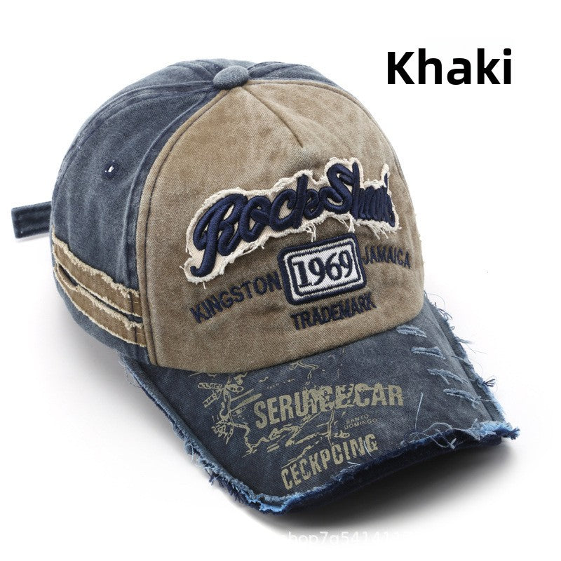 Vintage Washed Baseball Cap with Letter Embroidery