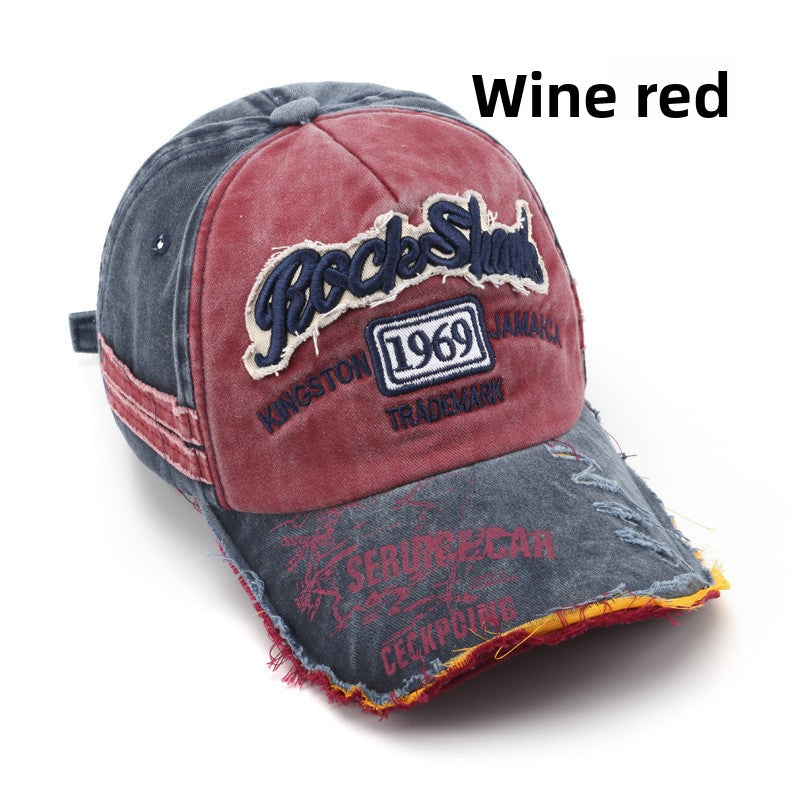 Vintage Washed Baseball Cap with Letter Embroidery