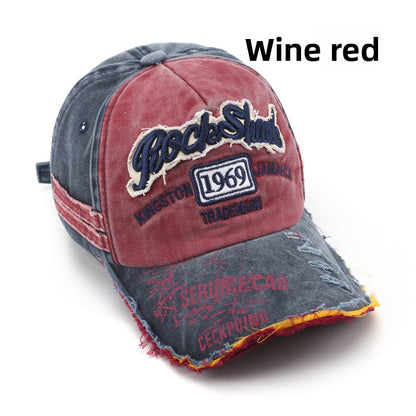 Vintage Washed Baseball Cap with Letter Embroidery