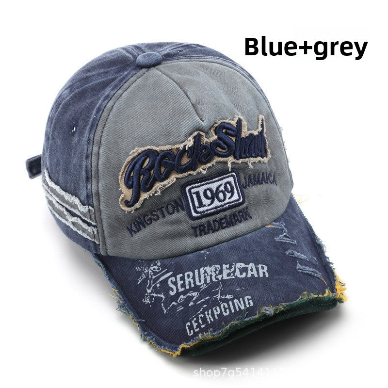 Vintage Washed Baseball Cap with Letter Embroidery