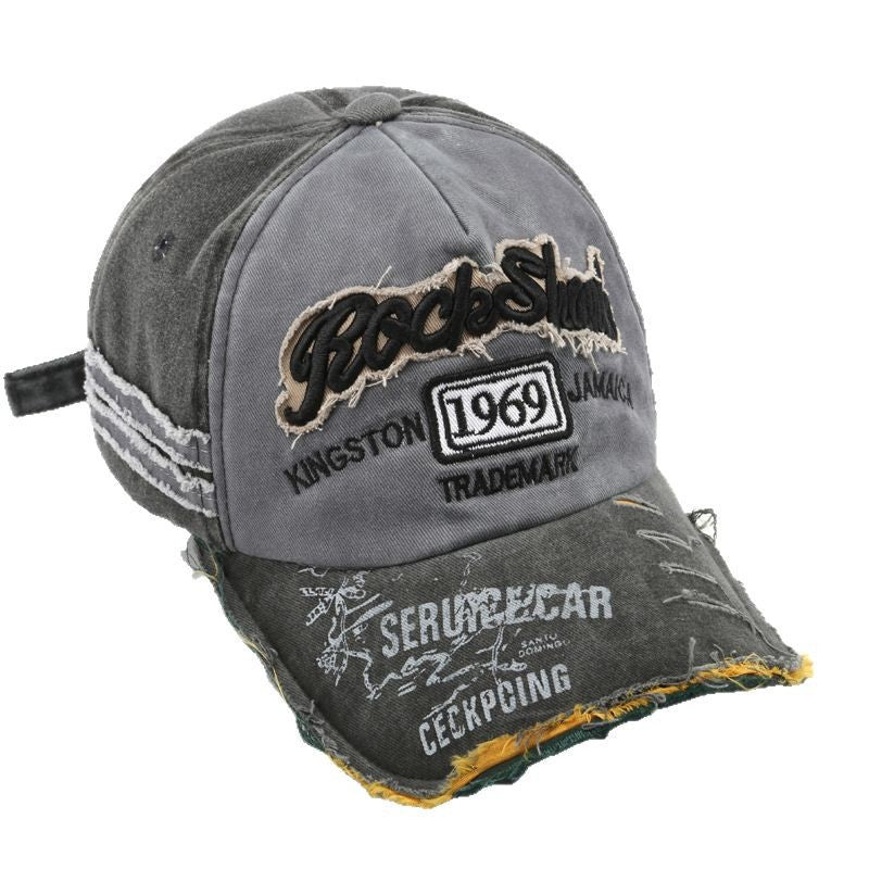 Vintage Washed Baseball Cap with Letter Embroidery