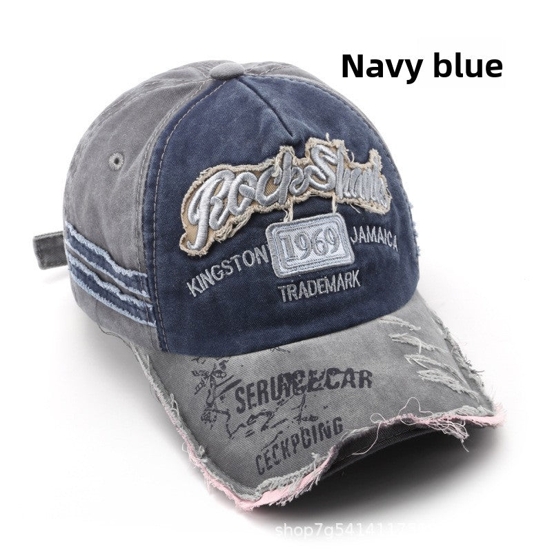 Vintage Washed Baseball Cap with Letter Embroidery