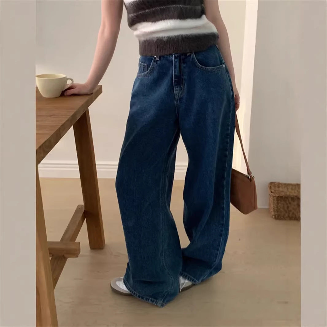 Vintage Washed Blue Wide Leg Denim Pants