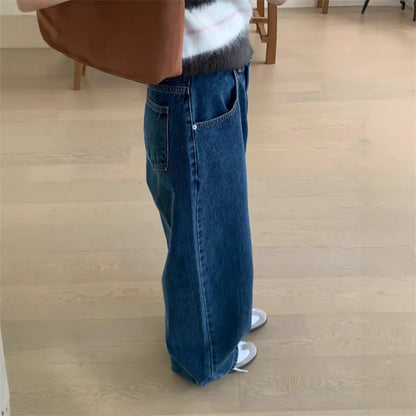 Vintage Washed Blue Wide Leg Denim Pants