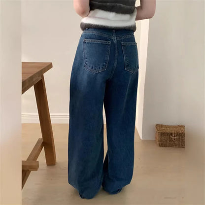 Vintage Washed Blue Wide Leg Denim Pants