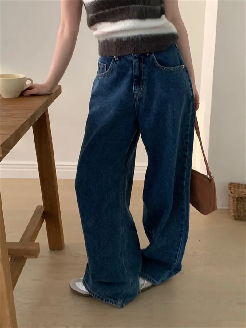 Vintage Washed Blue Wide Leg Denim Pants