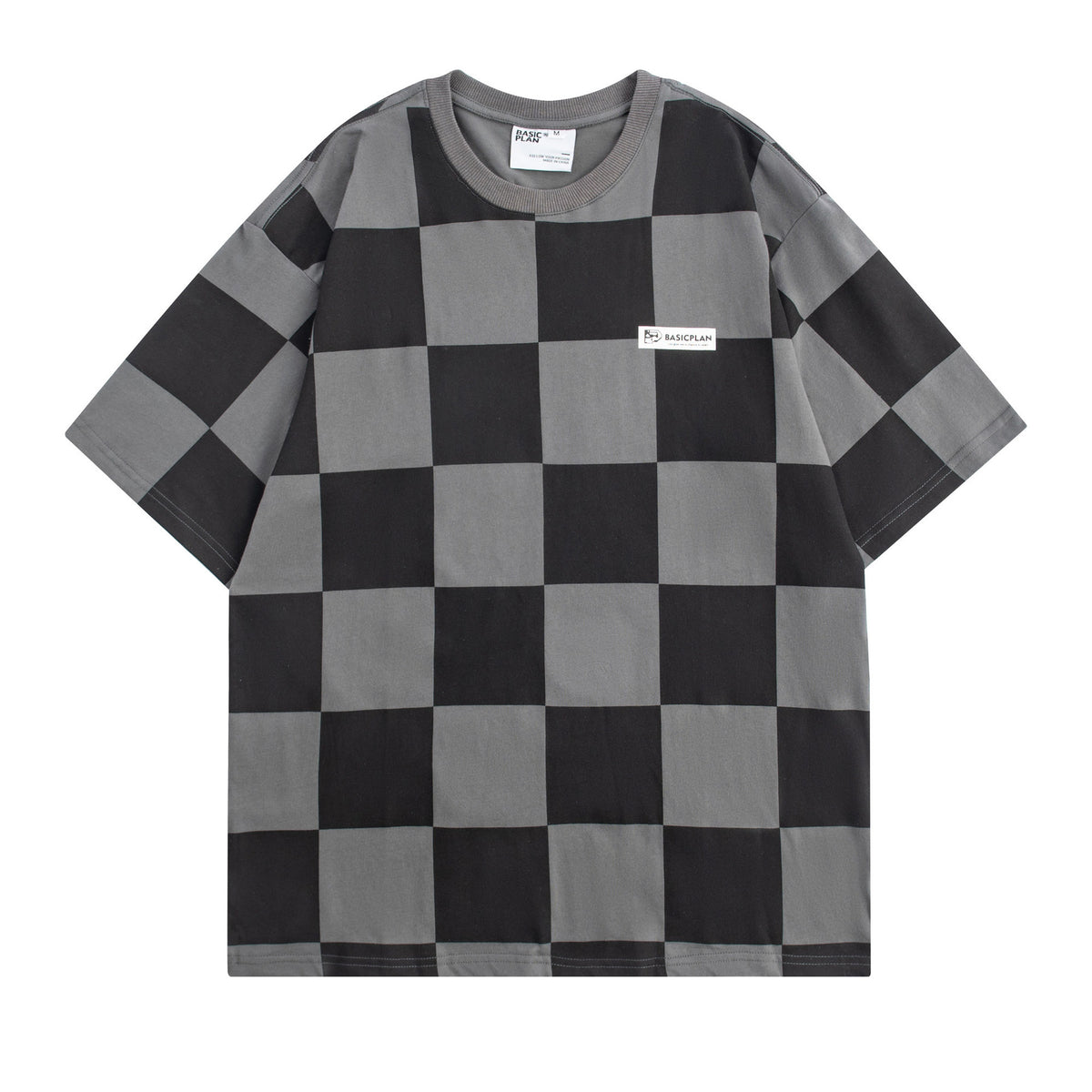 Vintage washed checkered short-sleeved shirt