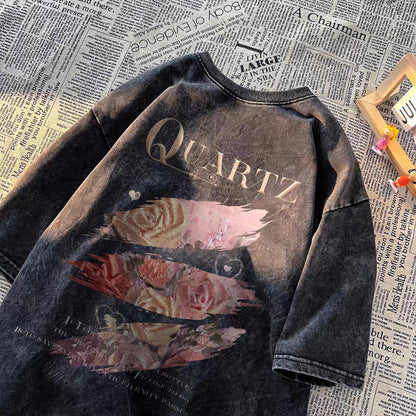 Vintage Washed Cotton Cartoon Print T-shirt