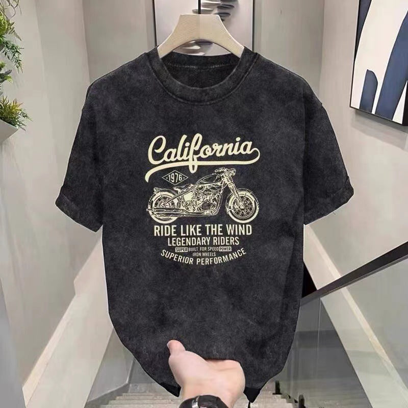 Vintage Washed Cotton Cartoon Print T-shirt