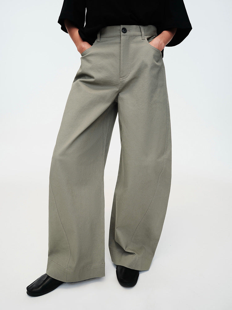 Vintage Washed Cotton Twill Wide Leg Pants