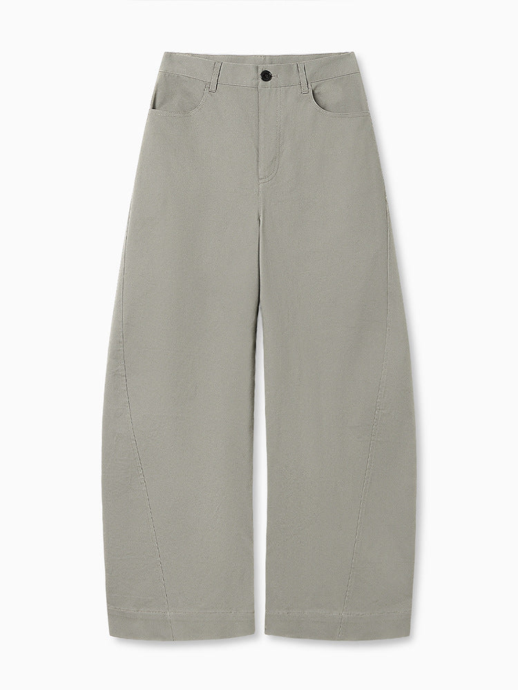 Vintage Washed Cotton Twill Wide Leg Pants
