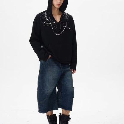 Vintage Washed Distressed Denim Wide Leg Pants