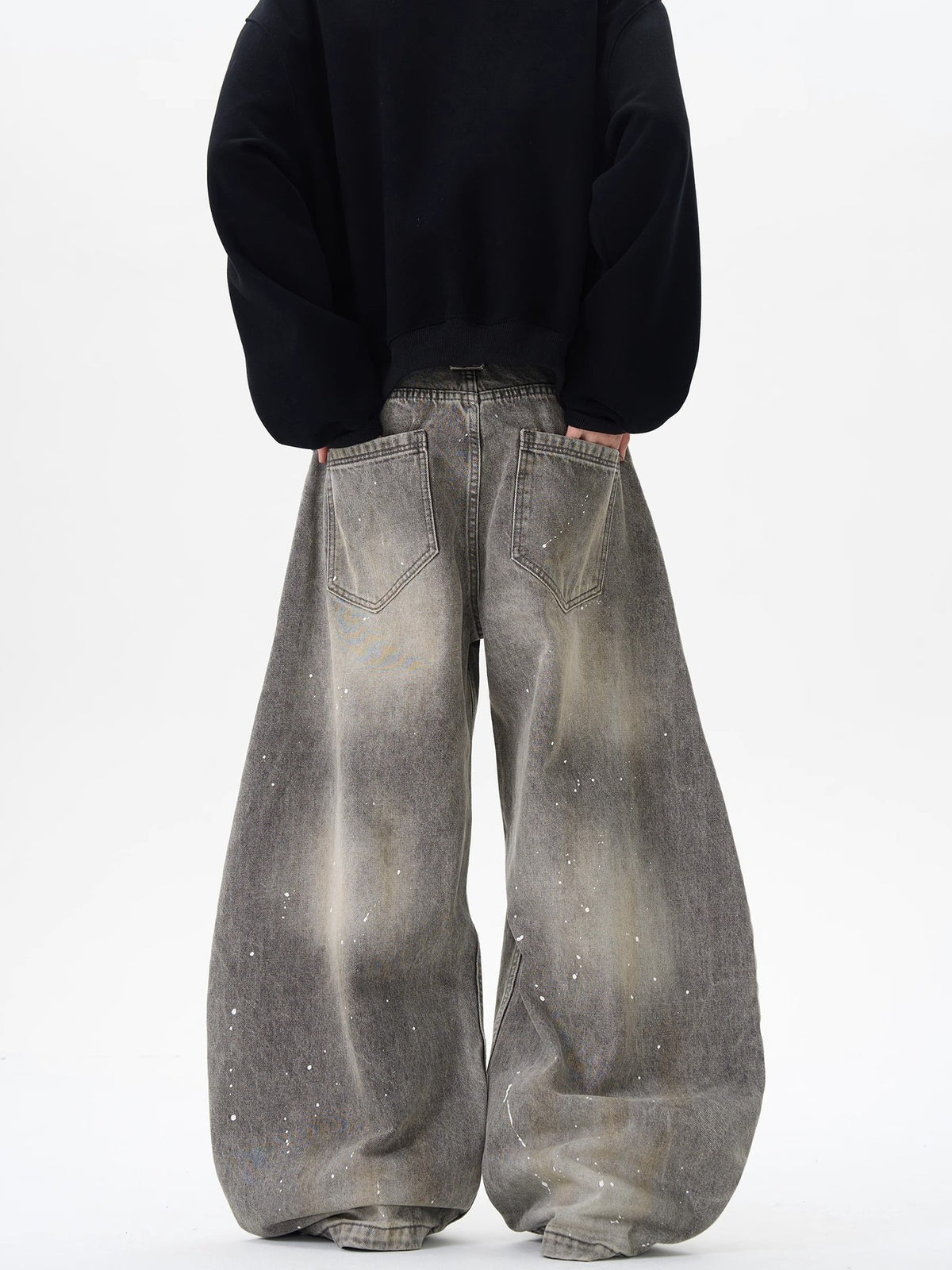 Vintage washed gray splatter denim pants