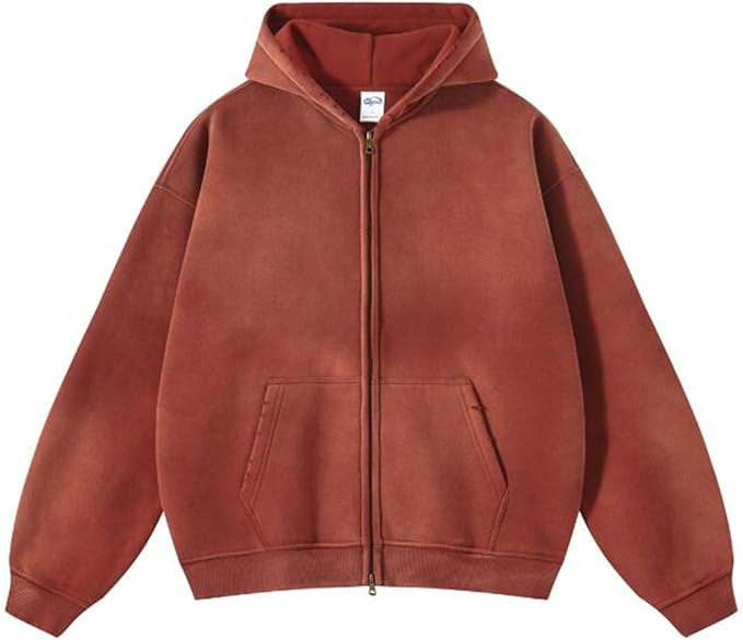 Vintage Washed Hooded Sweatshirt with Double Zipper