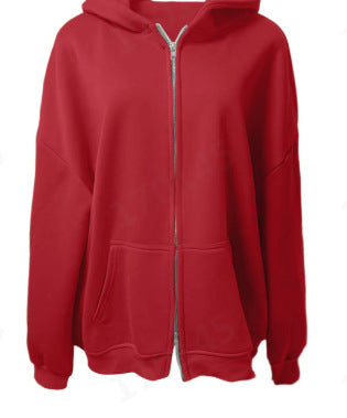 Vintage Washed Hooded Sweatshirt with Double Zipper