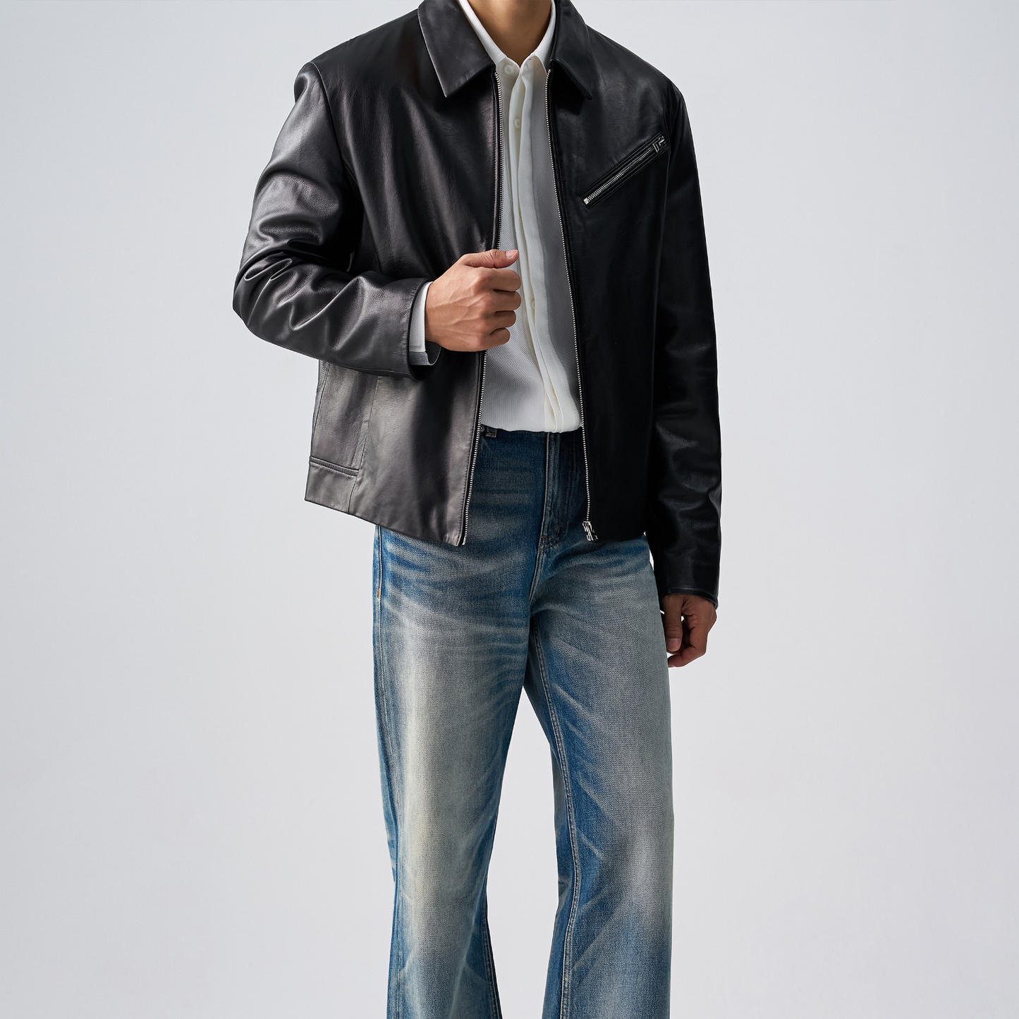 Vintage Washed Straight Leg Denim Pants