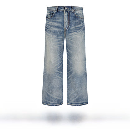 Vintage Washed Straight Leg Denim Pants