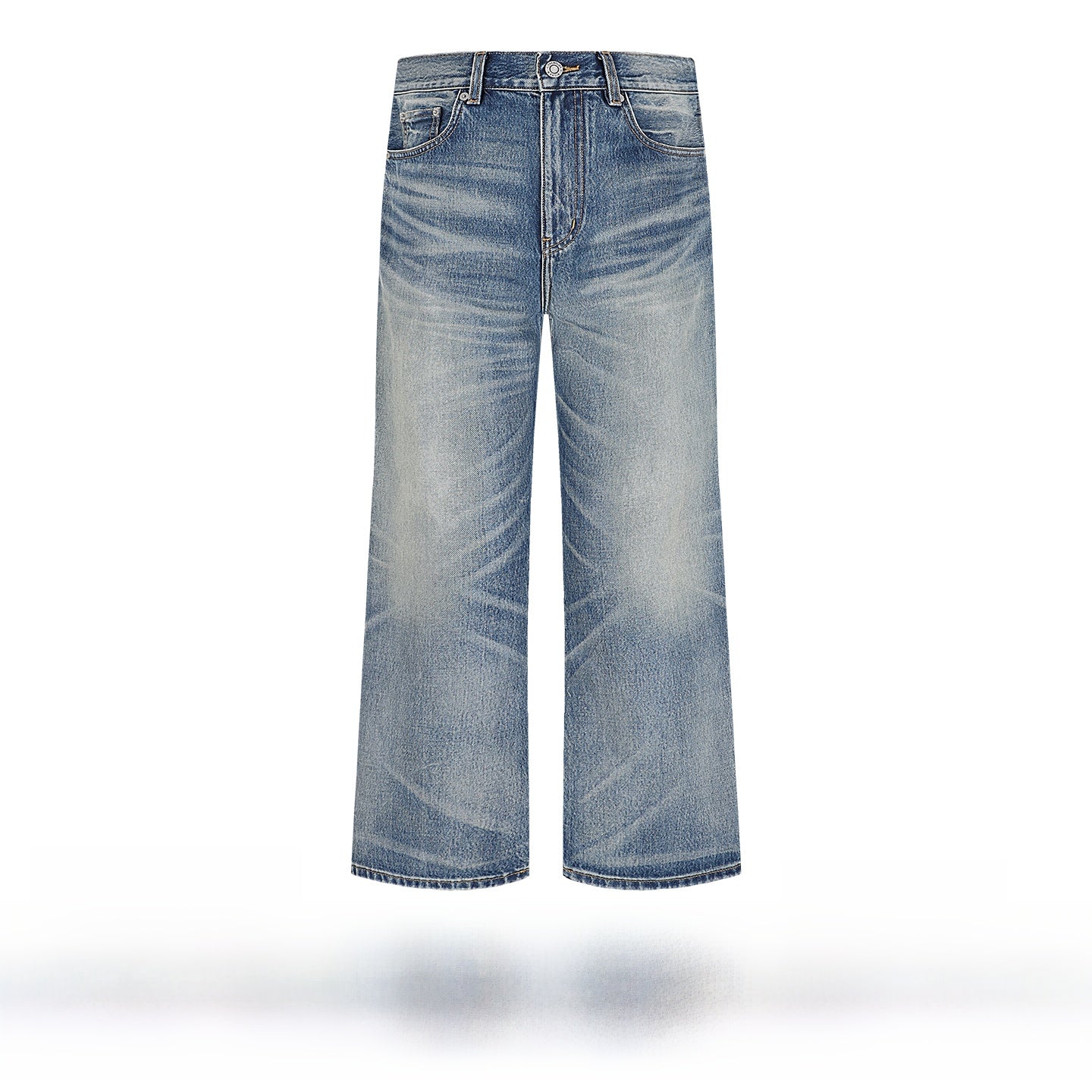 Vintage Washed Straight Leg Denim Pants