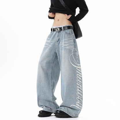 Vintage Washed Straight Leg Jeans