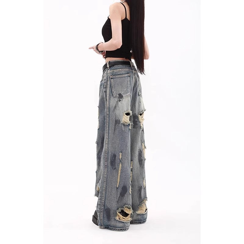 Vintage Washed Wide-Leg Denim Pants