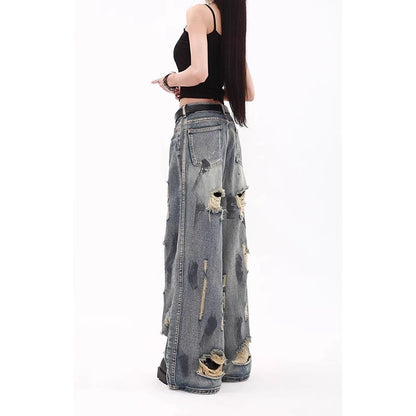 Vintage Washed Wide-Leg Denim Pants