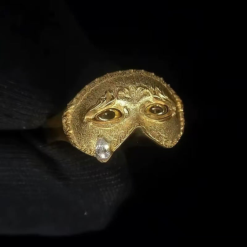 Vintage Water Drop Mask Design Alloy Ring