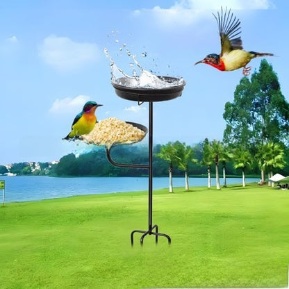 Vintage Wrought Iron Bird Feeder and Waterer Bath Basin