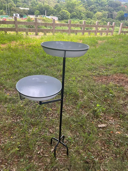 Vintage Wrought Iron Bird Feeder and Waterer Bath Basin