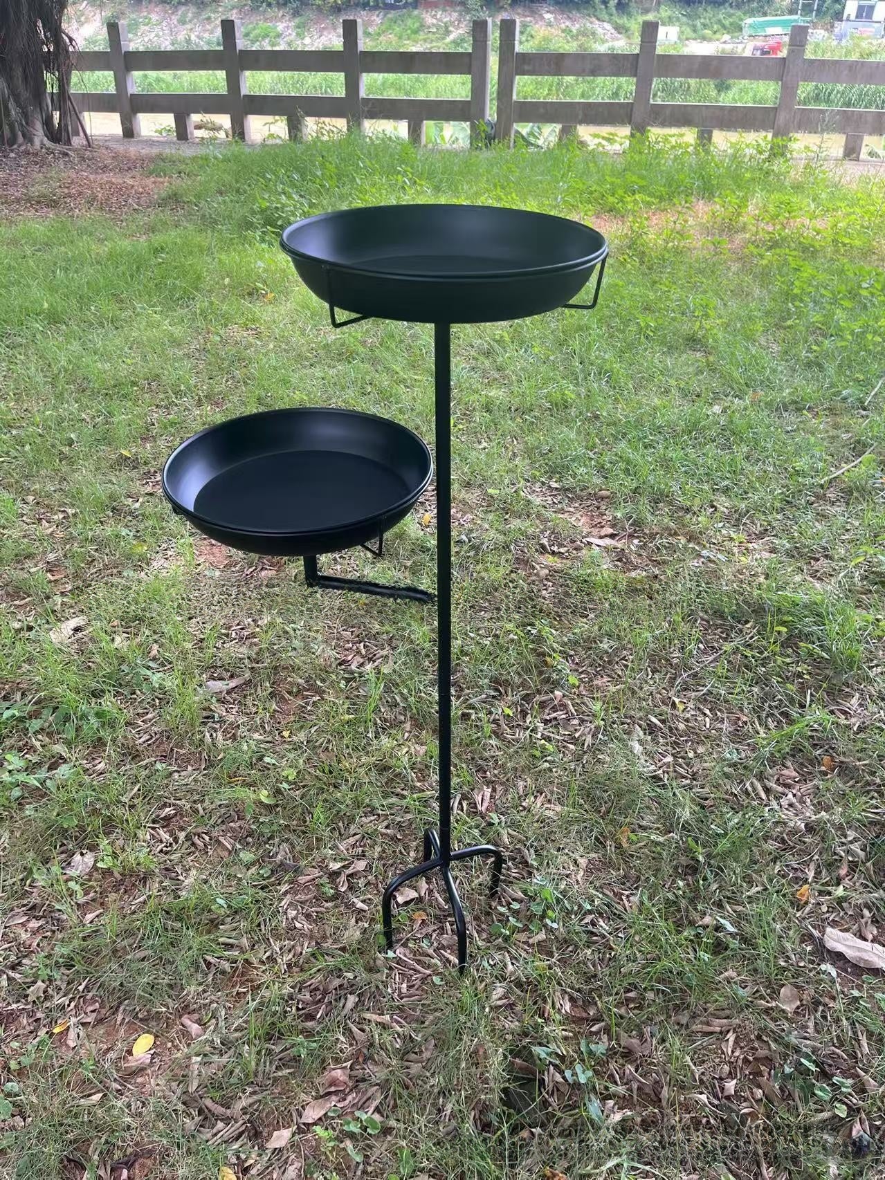 Vintage Wrought Iron Bird Feeder and Waterer Bath Basin